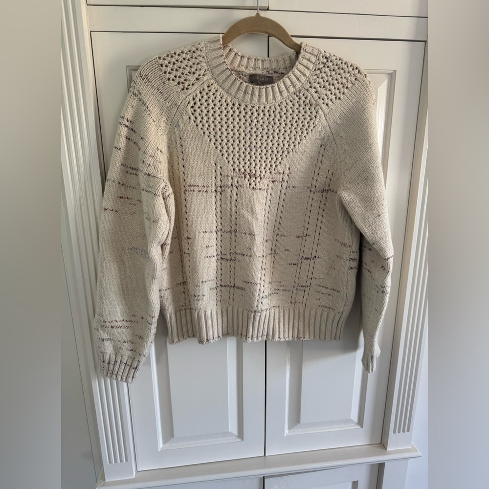 Lilla P Cream Crewneck Sweater with Subtle Speckle